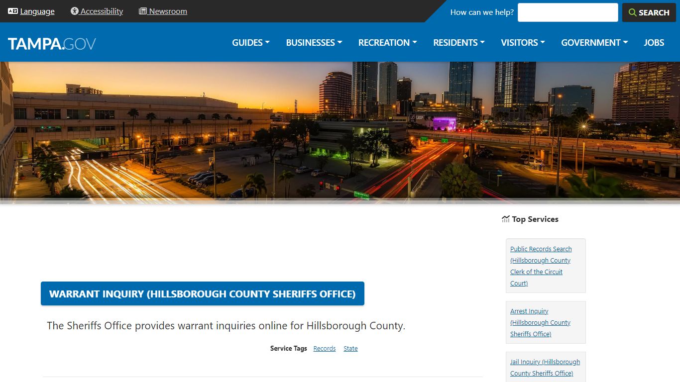 Warrant Inquiry (Hillsborough County Sheriffs Office)